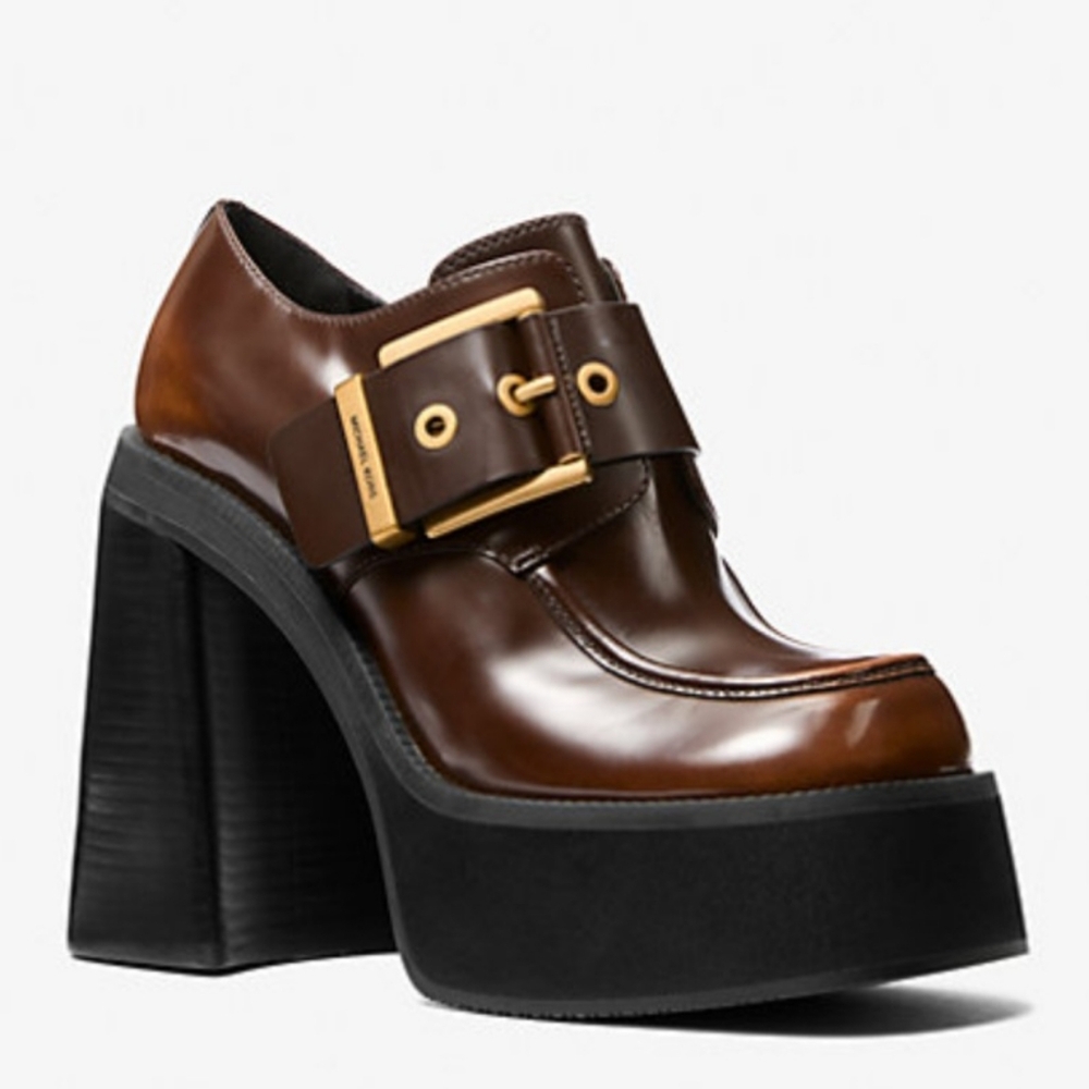 Michael Kors Colby Burnished Leather Platform Loafer